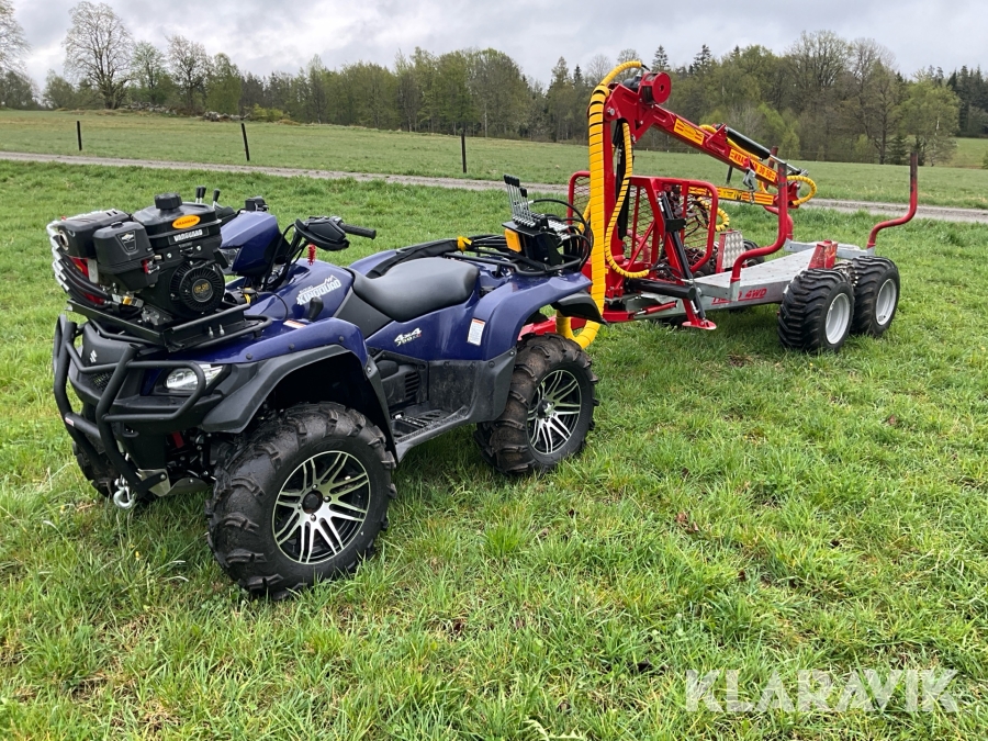ATV Suzuki LTA750XP Kingquad 4x4, med Kranman skogsvagn