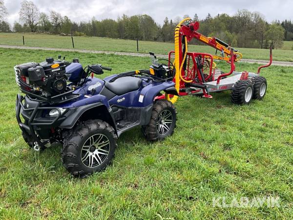 ATV Suzuki LTA750XP Kingquad 4x4, med Kranman skogsvagn