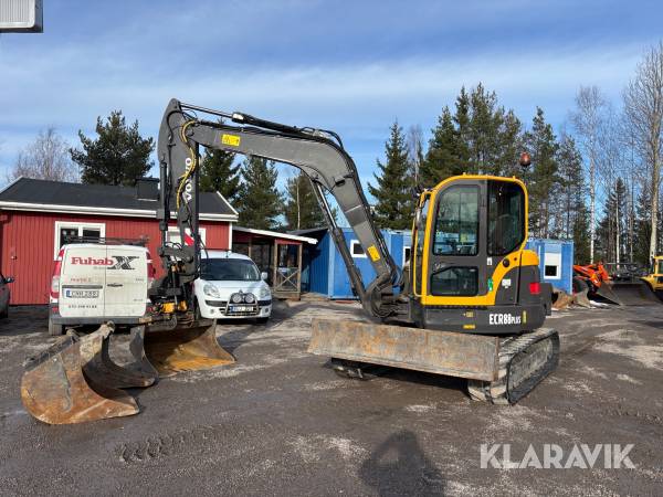 Grävmaskin Volvo ECR88Plus med Tiltrotator & 3 skopor