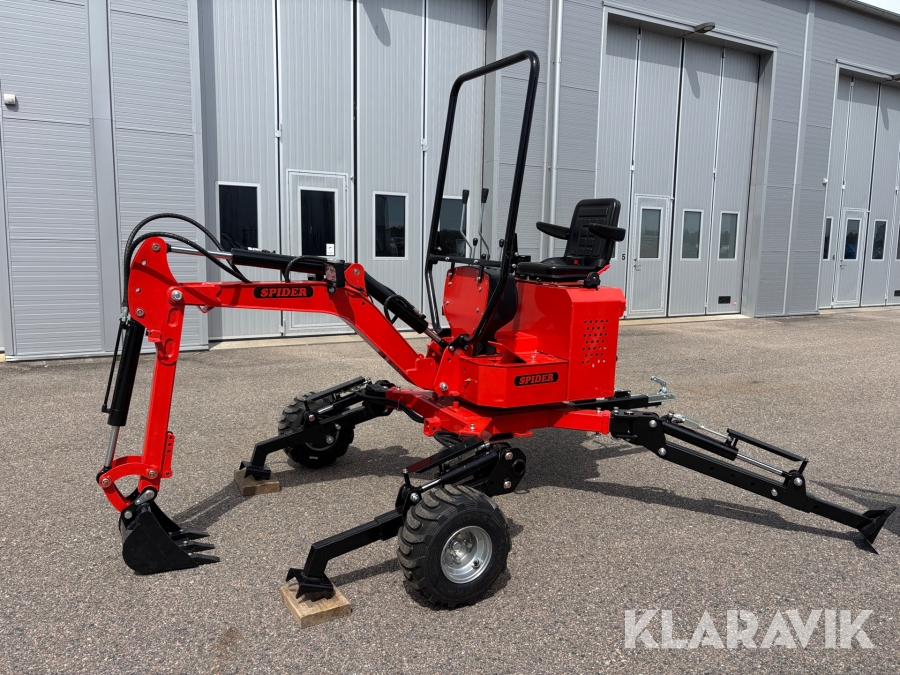 Grävmaskin för dragkrok Backhoe Spider 700 / 360 Gen 2 med motor och stödben