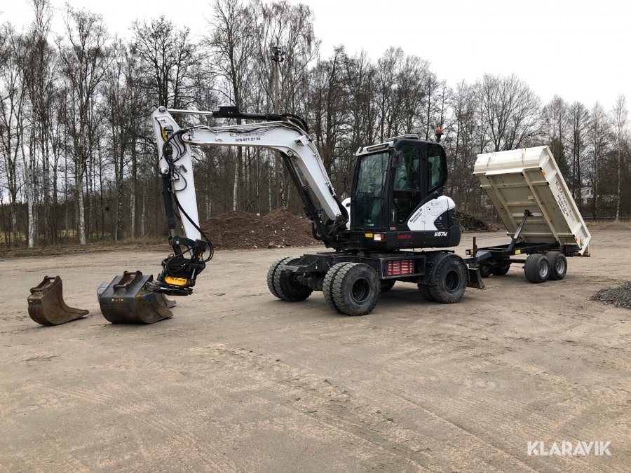 Hjulgrävare Bobcat E57w med vagn och redskap 