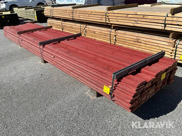 Virkespaket timmerpanel röd slamfärg 28x170 335löpmeter