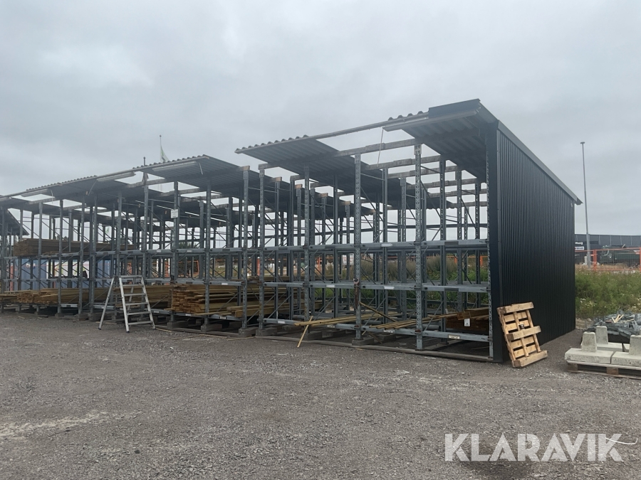 Rullfack för virkespaket 102 st fack ca 50 m för utomhusbruk