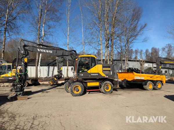 Hjulgrävare Volvo EW160E med kärra och 9 redskap