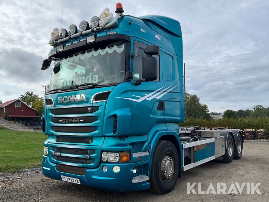 Lastväxlare Scania R500 6x2 med Hiab 24T vikbart torn
