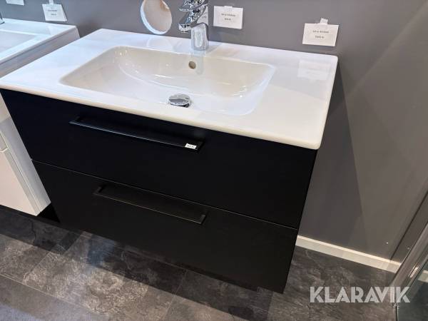 Tvättställsskåpspaket MacroDesign Crown Kommod Svart Ek Plain Light 14
