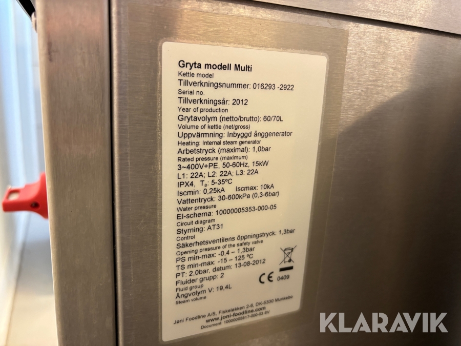 Kokgryta Jöni Multi, Lidköping, Klaravik auktioner