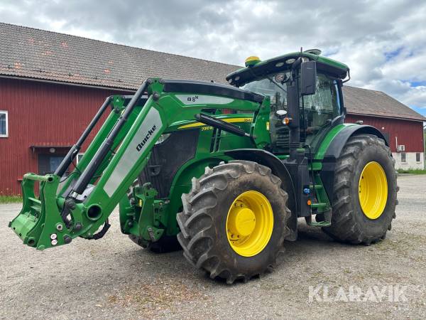Traktor John Deere 7310R med frontlyft och lastare