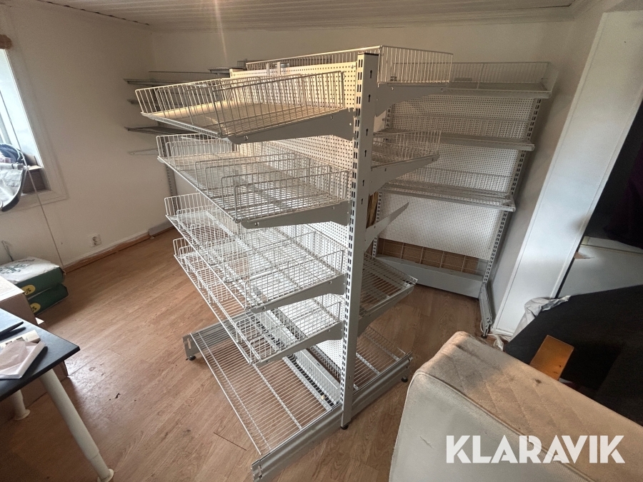 Butikshyllor/lagerhyllor flera sektioner 6st med tillbehör