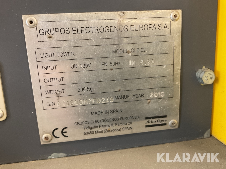 Lysmast Atlas Copco QLB 02 4x120W