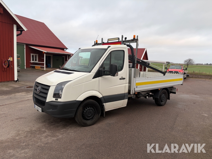 Flakbil Volkswagen Crafter med kran