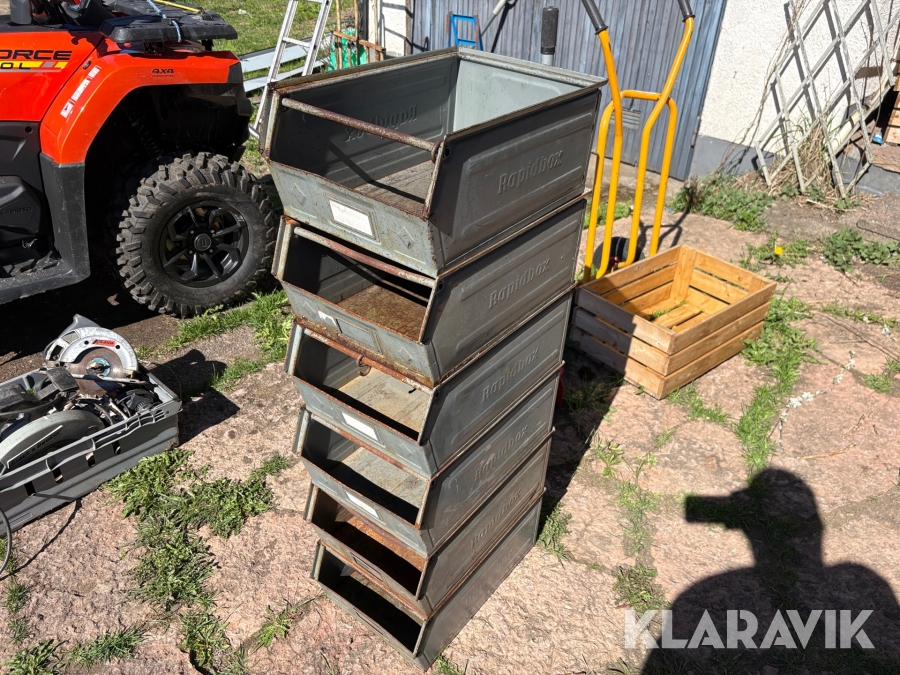 Förvaringslådor i metall Rapidbox staplingsbara 6 st