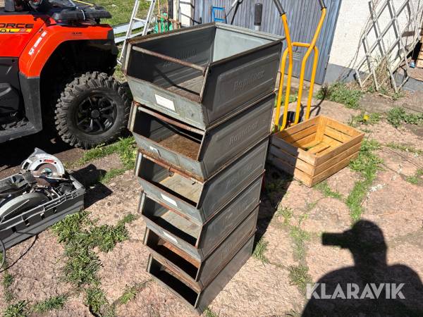 Förvaringslådor i metall Rapidbox staplingsbara 6 st