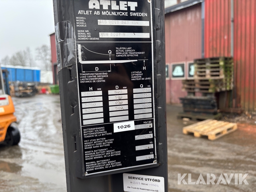 Sittstaplare Atlet 125SDTS525XSN, Härryda, Klaravik auktione