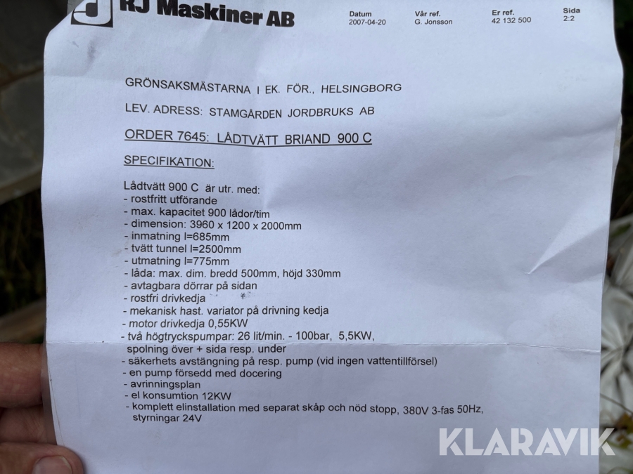 Lådtvätt Briand 900C