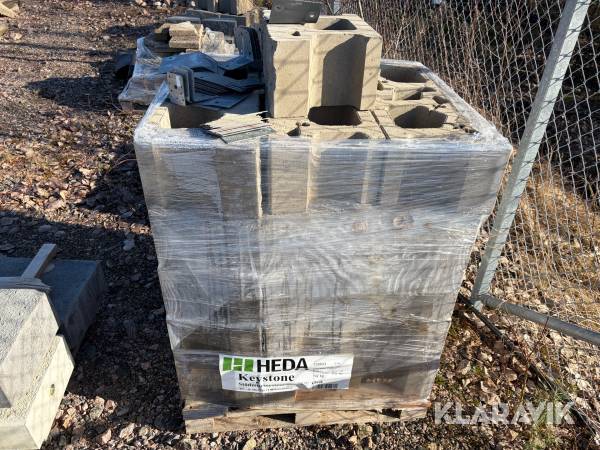 Mursten Heda Keystone Stödmursystem grå Compac rak ca 30 st