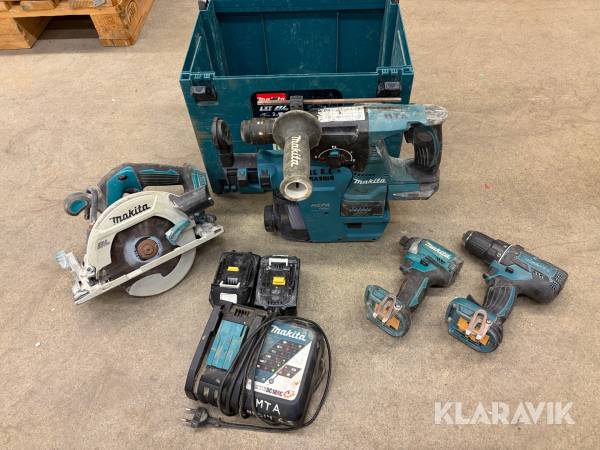 Borrhammare med damsugare 1 st, Cirkelsåg 1 st, Borrmaskin 1 st, Skruvdragare 1 st Makita 