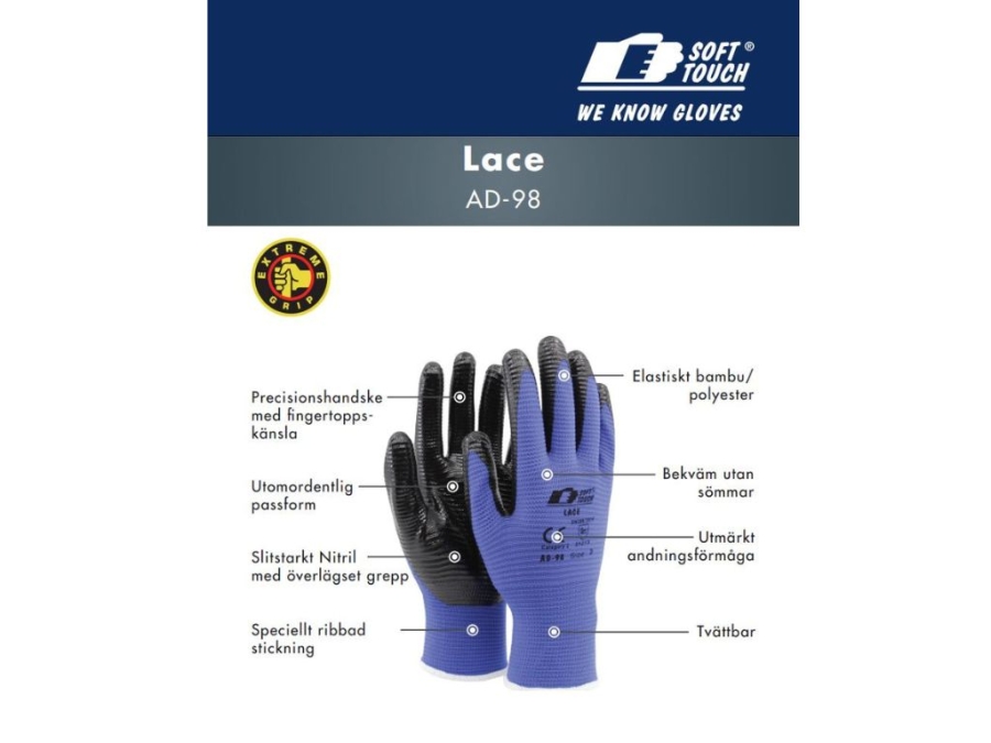 Nitrildoppade handskar 432 par Soft Touch ® Lace