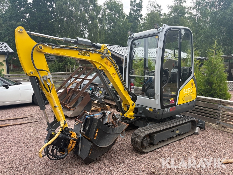 Grävmaskin Wacker Neuson ET20 med tiltrotator och redskap
