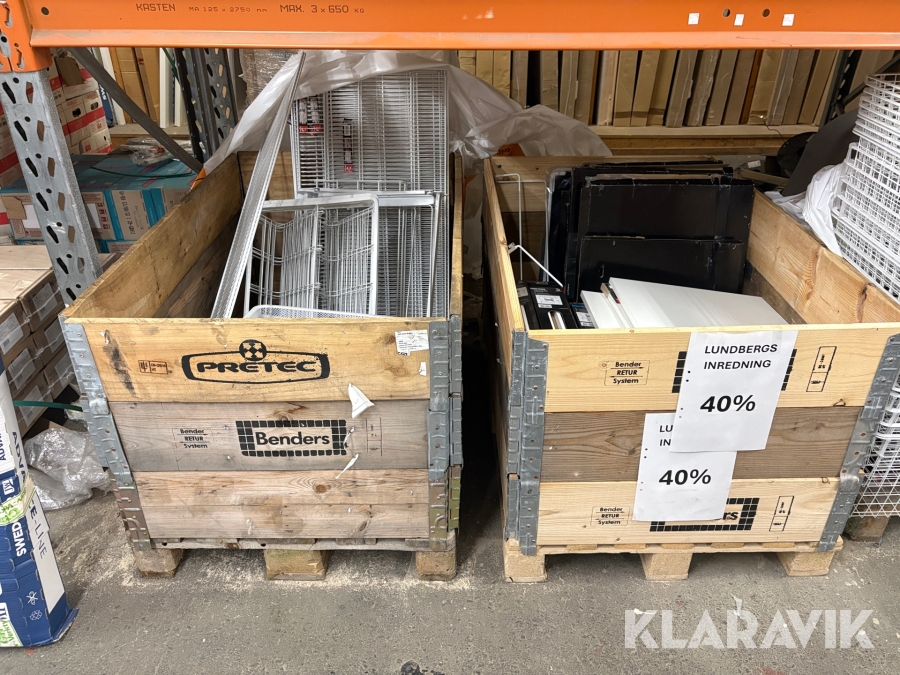 Diverse inredning till Lundbergs hyllsystem