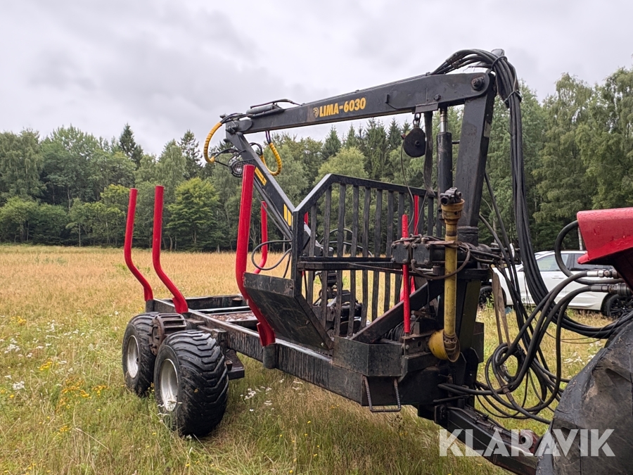 Traktor/ Skogsekipage Volvo BM 650 med skogsvagn Möre, Lima-6030 timmerkran och vinsch
