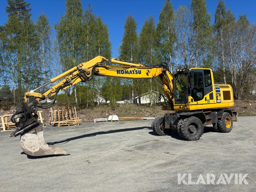 Grävmaskin Komatsu PW160 med tiltrotator och redskap