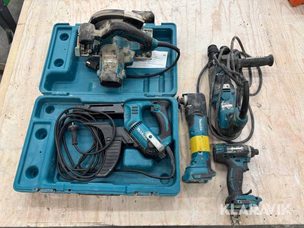 Verktygspaket Makita Multiverktyg, slagskruvdragare, skruvautomat, slagborrmaskin & cirkelsåg.