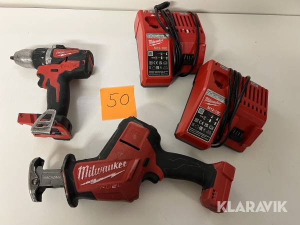 Verktygspaket Skruvdragare och Tigersåg Milwaukee M18 CBLDD,M18 FHZ