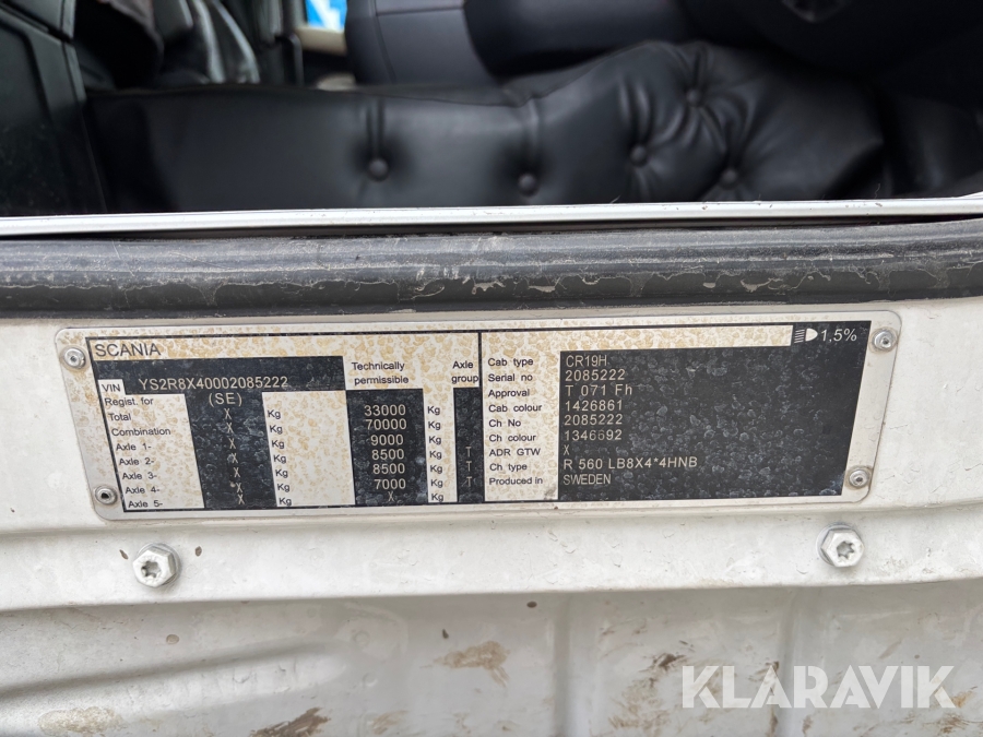 Kranbil med tipp Scania R560lb8x4*4hnb Tridem med Palfinger PK 33002-EH