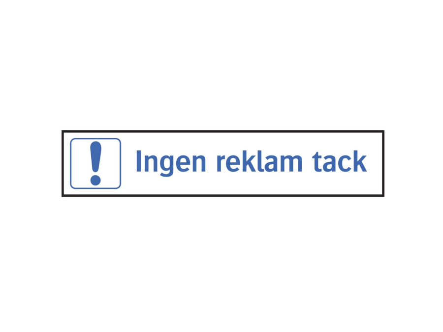 Informationsskyltar Systemtext Ingen reklam tack, 100 × 20 mm, 96 st