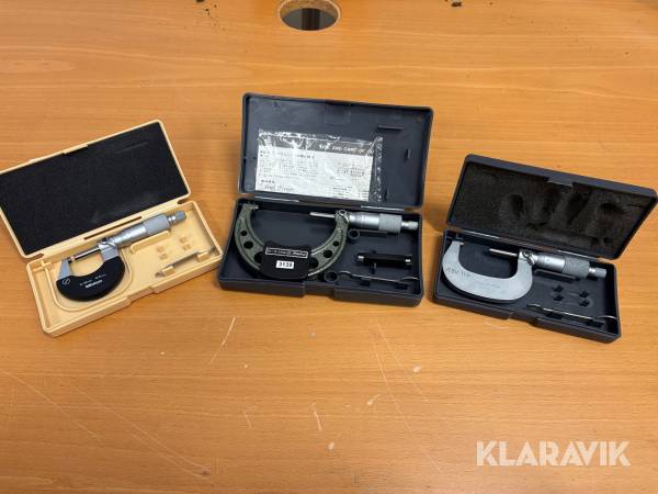 3st mikrometer Mitutoyo 0-25mm, 25-50mm och 50-75mm