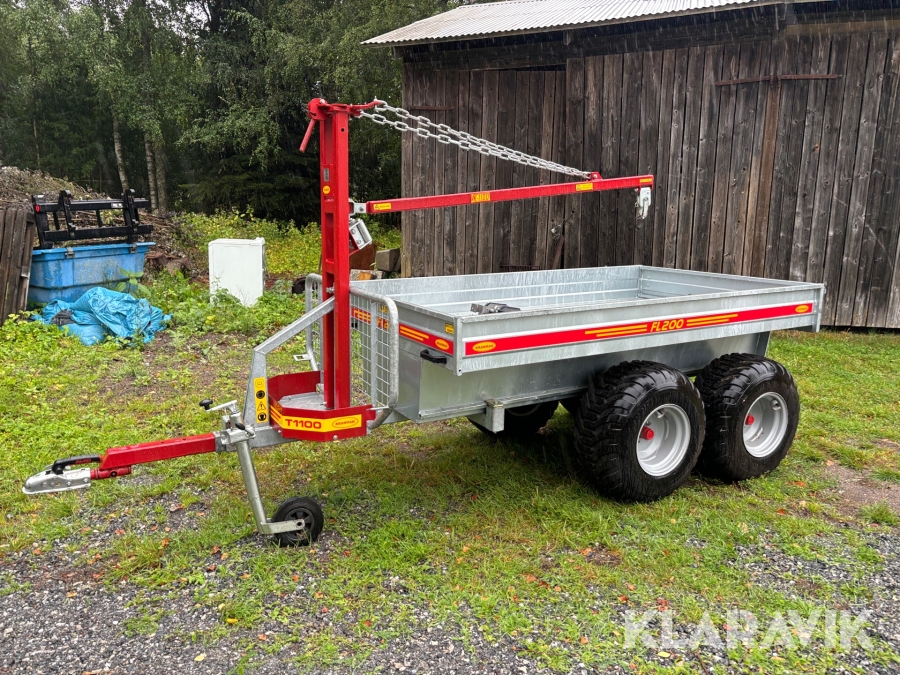 Skogsvagn till fyrhjuling Kranman T1100