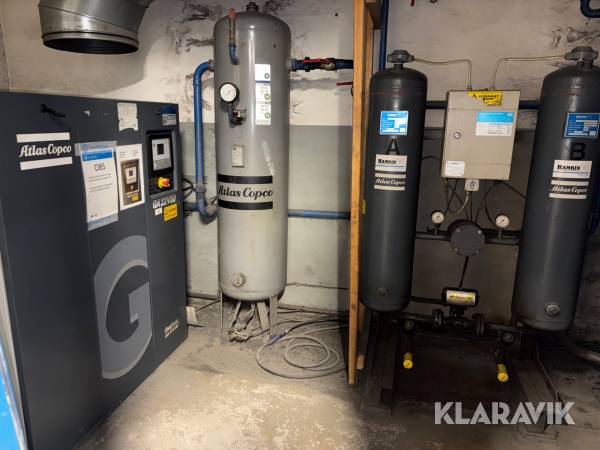 Kompressor Atlas Copco GA22VSD komplett anläggning