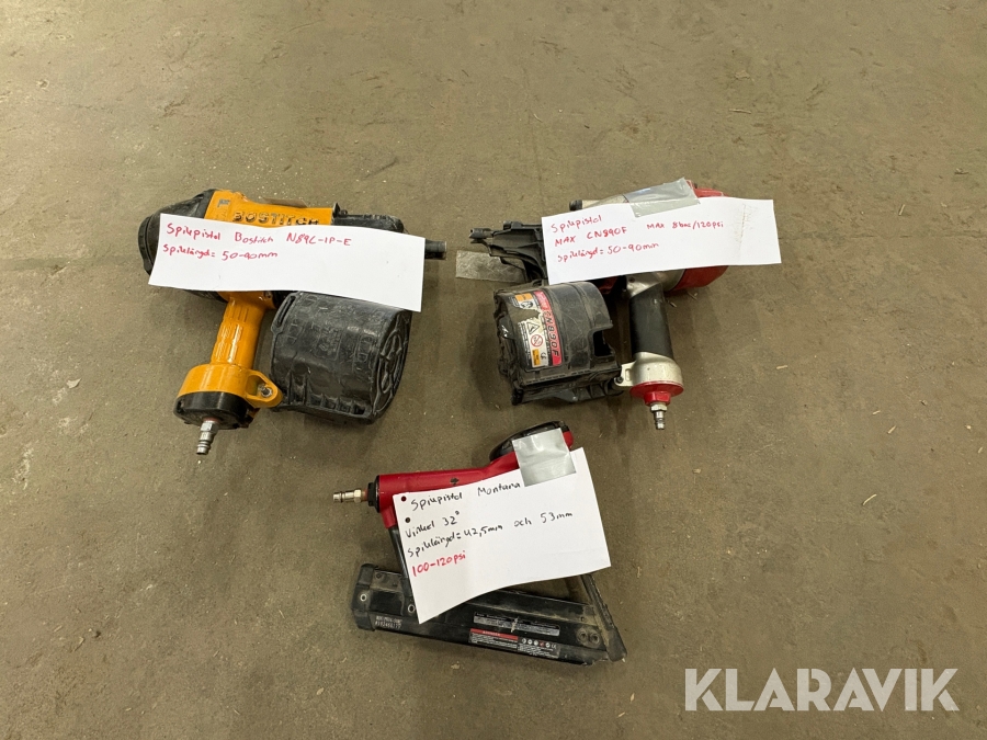 Parti med spikpistoler Montana, Max, Bostitch