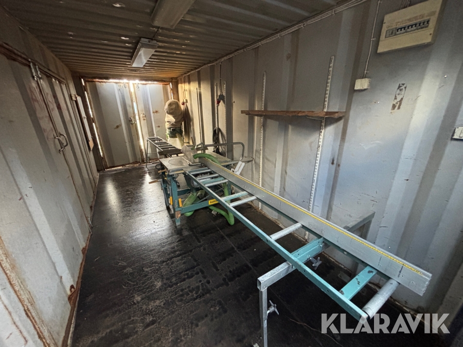 Sågcontainer Swedecon 20fot sågbord Gjerde-såg med spånsug