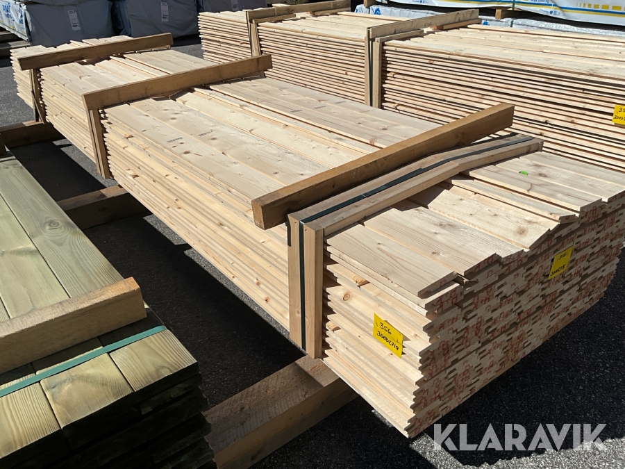 Virkespaket panel gran finsågad yta 22x120 605löpmeter