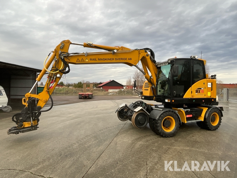 Hjulgrävmaskin Hydrema MX16 RAIL spårutrustad