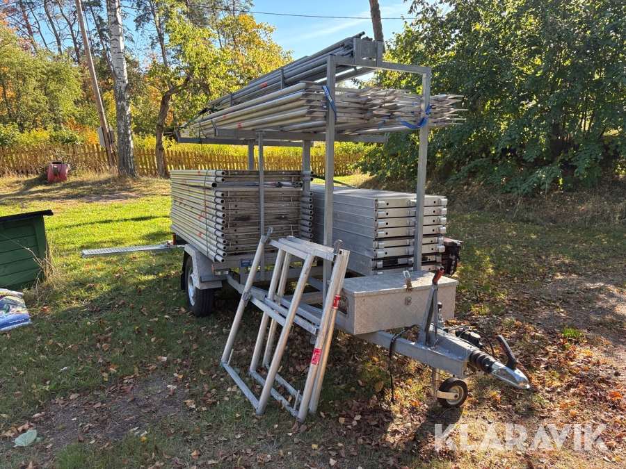 Ställningstrailer Nordic Car Trailer 1300 ställningsvagn med Altrad ställningar