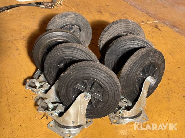 Länkhjul 7st, svängbara och låsbara