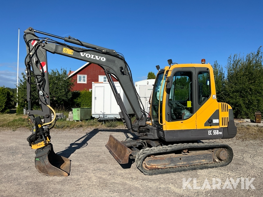 Grävmaskin Volvo EC55B PRO med tiltrotator och skopor