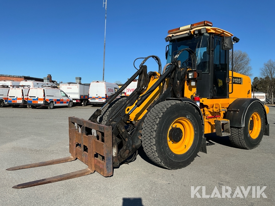Hjullastare JCB 412 S med skopa och gafflar