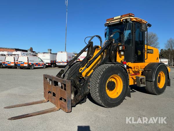 Hjullastare JCB 412 S med skopa och gafflar