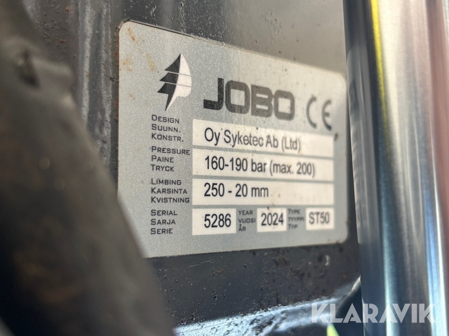 Skördaraggregat JOBO ST50 S45, Jigg med utskjut