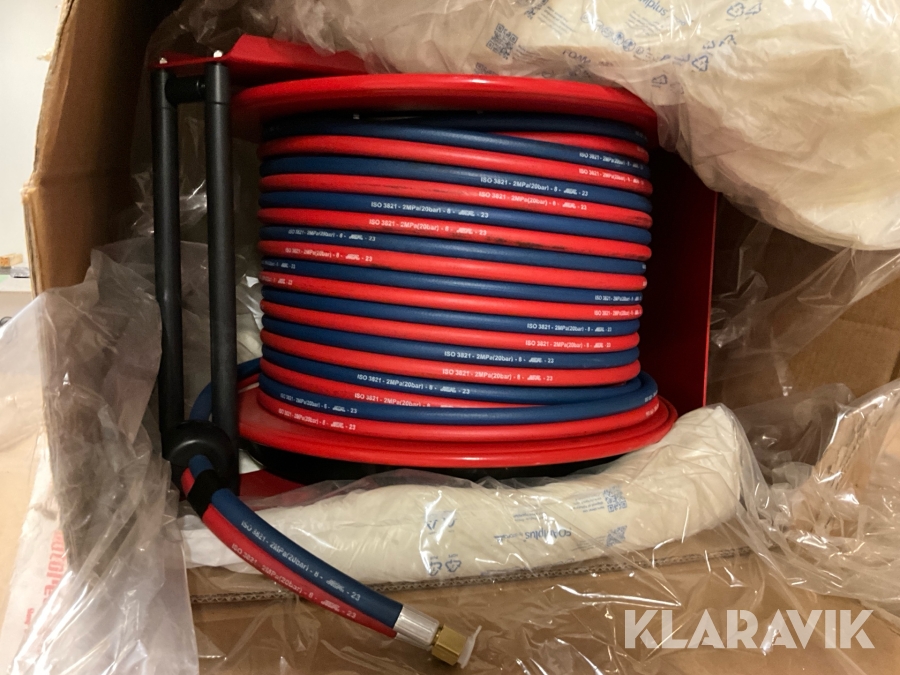 Slangvinda Demac gas, 30 m, 2x8 mm (röd/blå), 3 st