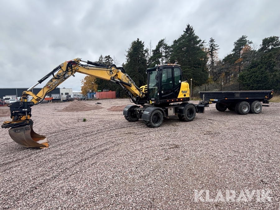Grävmaskin Yanmar B95W med tiltrotator kärra och skopa