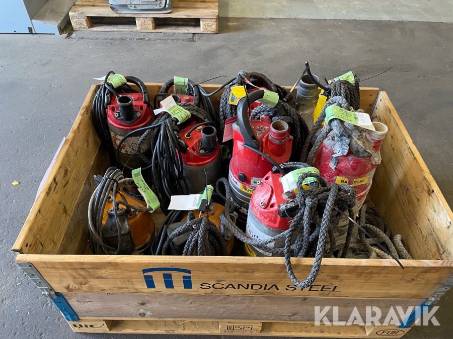 Diverse defekta läns&slampumpar Grindex,tsurumi, Atlas-copco Minex lite, solid, Micro, weda30, lsce1-4S