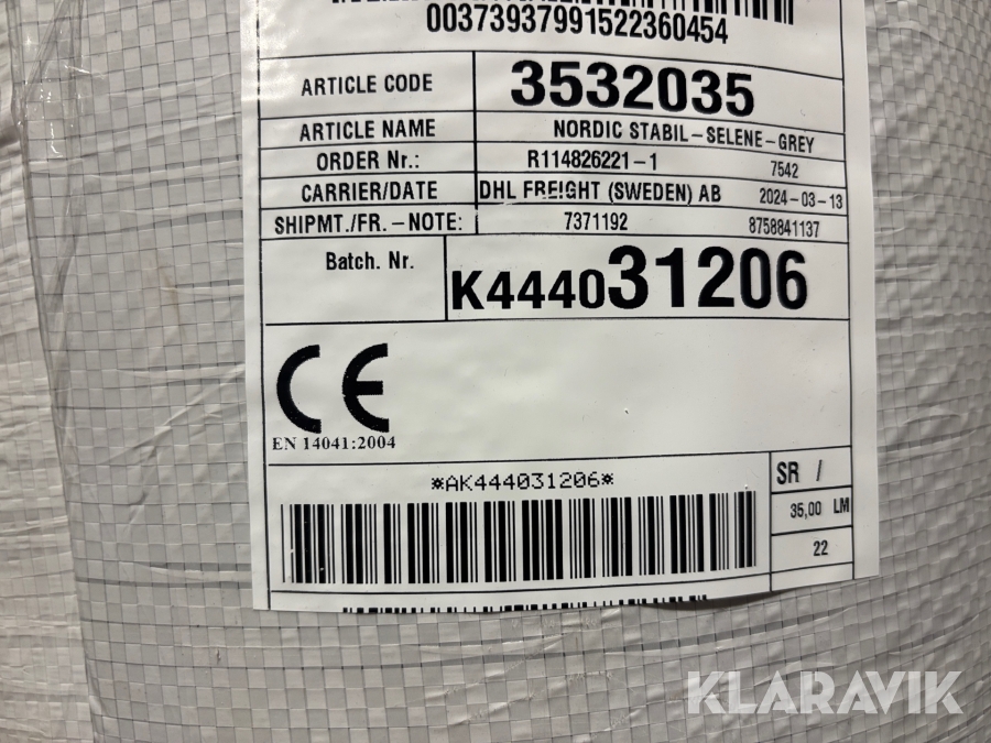 Vinylmatta Tarkett Nordic stabil Selene grey 140m2