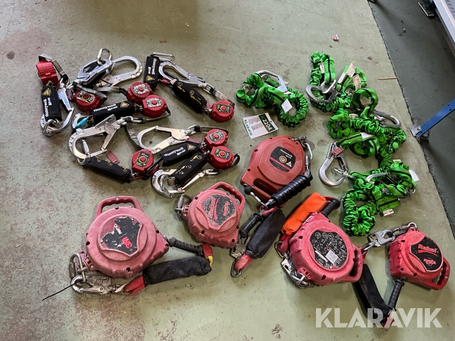Fallskyddsutrustning 13st block, 5st lina