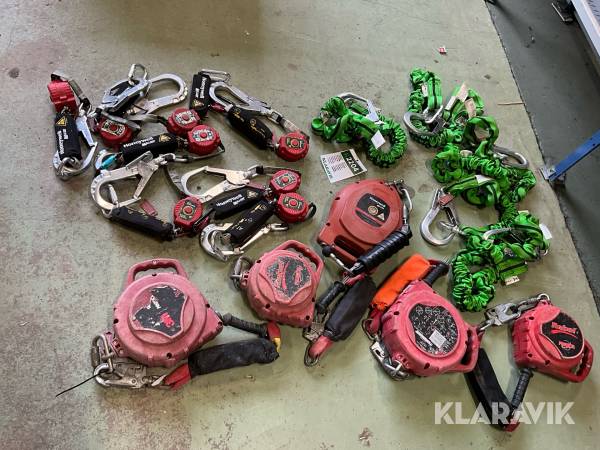 Fallskyddsutrustning 13st block, 5st lina