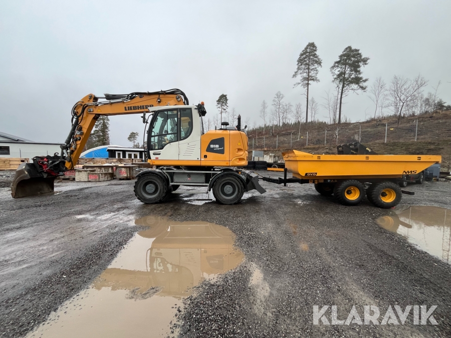Grävmaskin Liebherr A 918 Compact med vagn och tillbehör